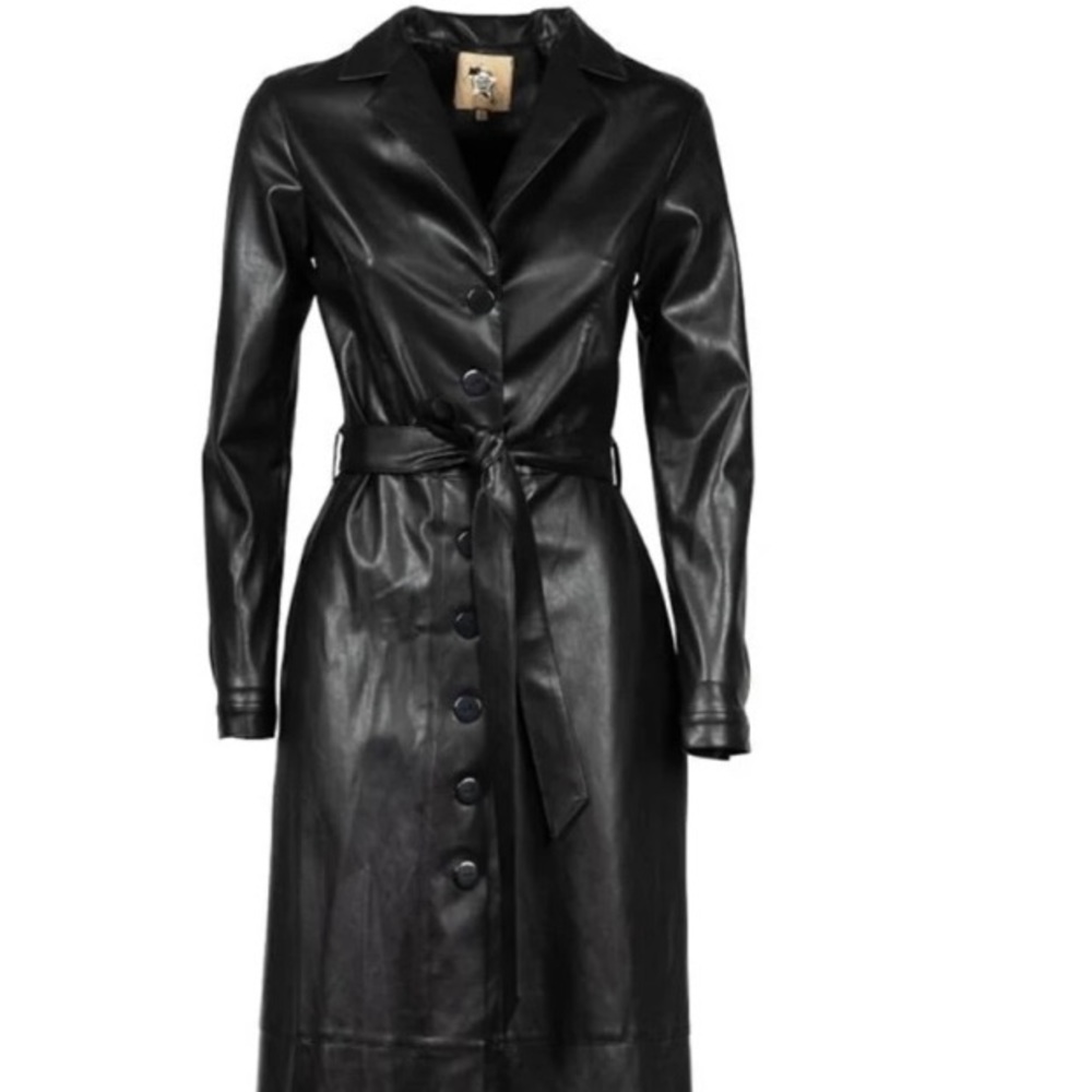 Julia Allert Long Leather Dress Coat